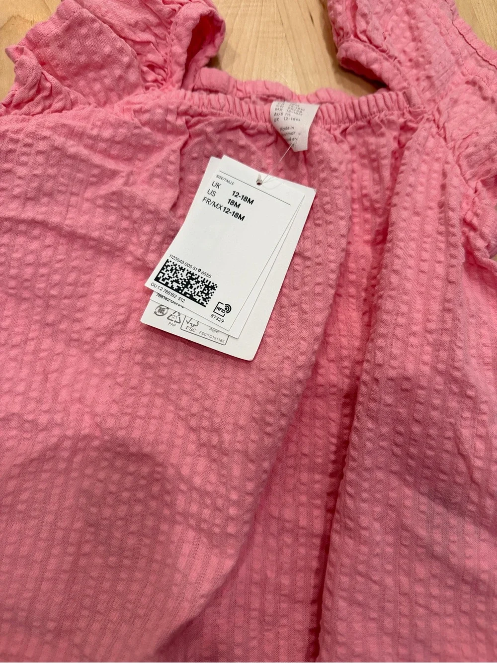 H&M Pink Textured Girls Matching Top and Shorts Set